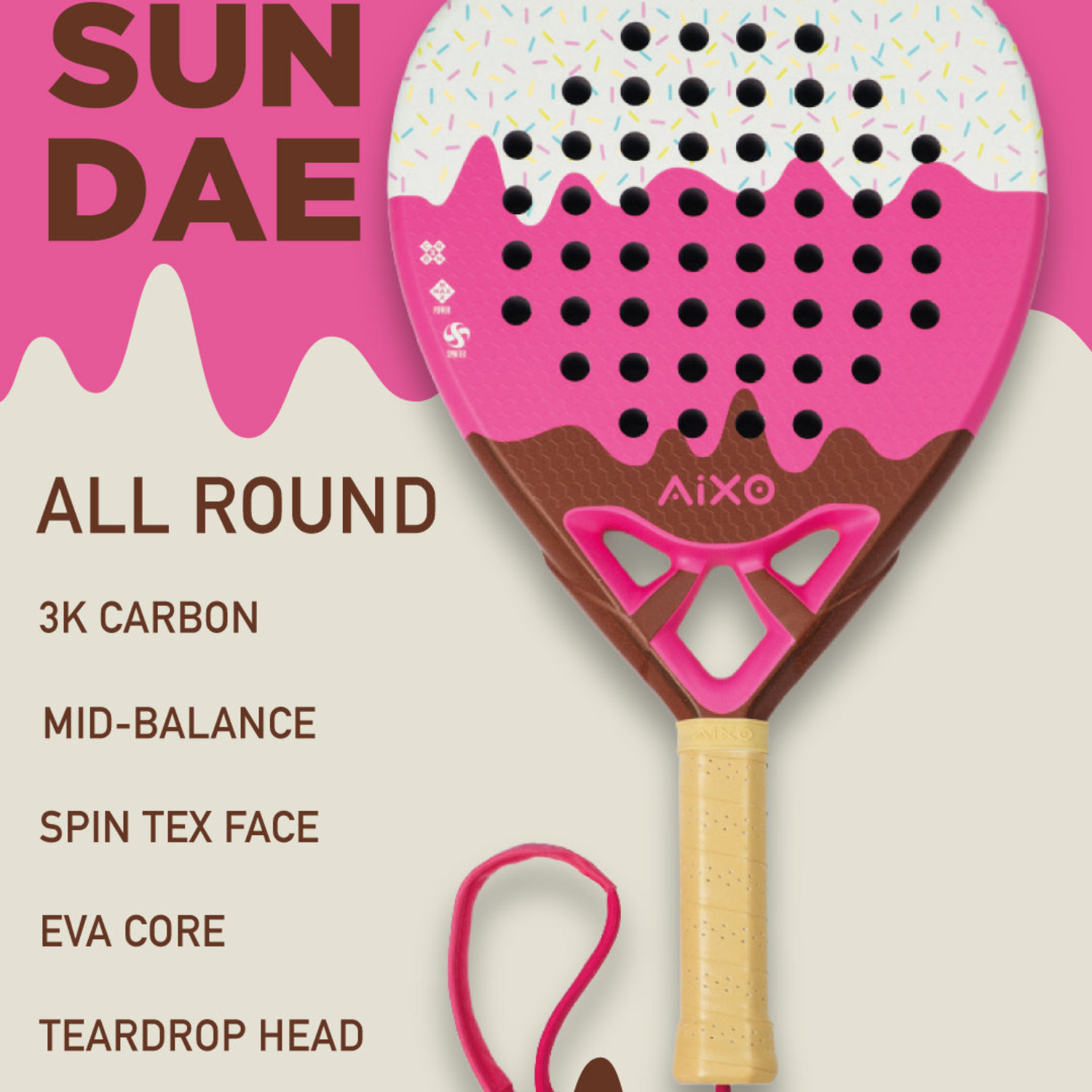 Aixo Sundae Padel Racket - 3K Carbon RL-BO5 Padel Aixo