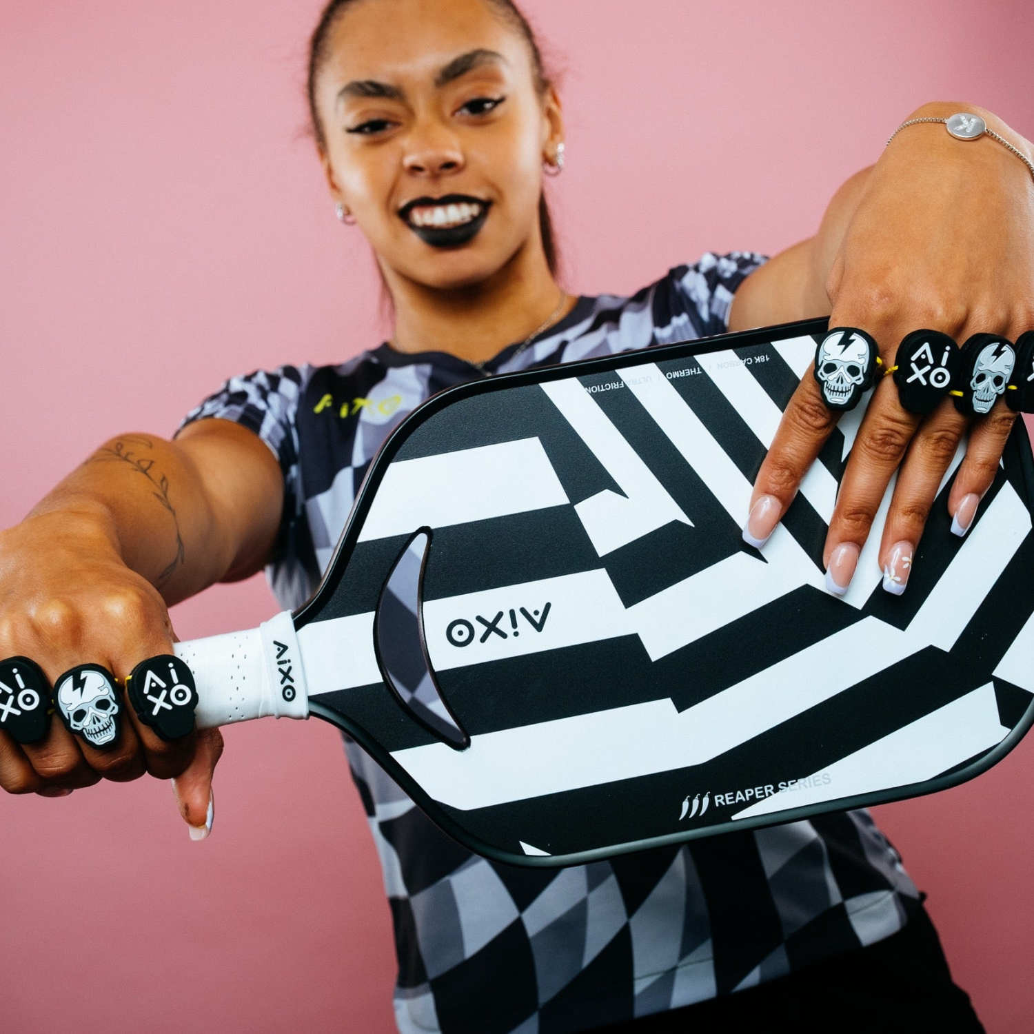 Aixo P14C Reaper Series Chaos Camo 18K Raw Carbon Pickleball Paddle Pickleball Paddle Aixo