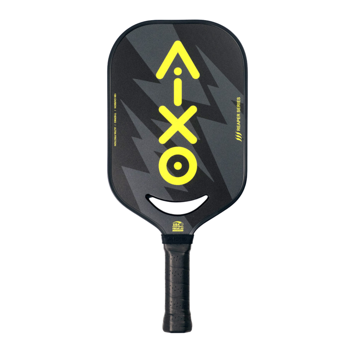 Aixo P14C Reaper Series Insane Bolt 18k Raw Carbon Pickleball Paddle Black Yellow One Size Pickleball Paddle Aixo