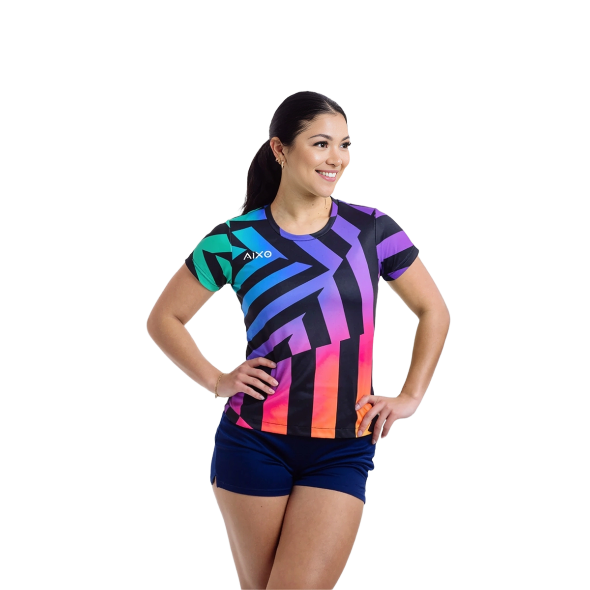 Aixo Rainbow Chaos Womens T-Shirt - Black T Shirt Aixo