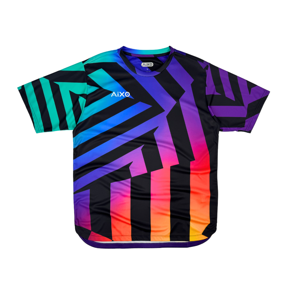 Aixo Rainbow Chaos Mens T-Shirt - Black T Shirt Aixo