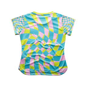 Aixo Checker Womens T Shirt Lime Check T Shirt Aixo