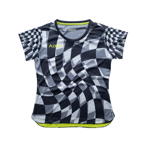 Aixo Checker Womens T Shirt Grey Check Grey Check T Shirt Aixo