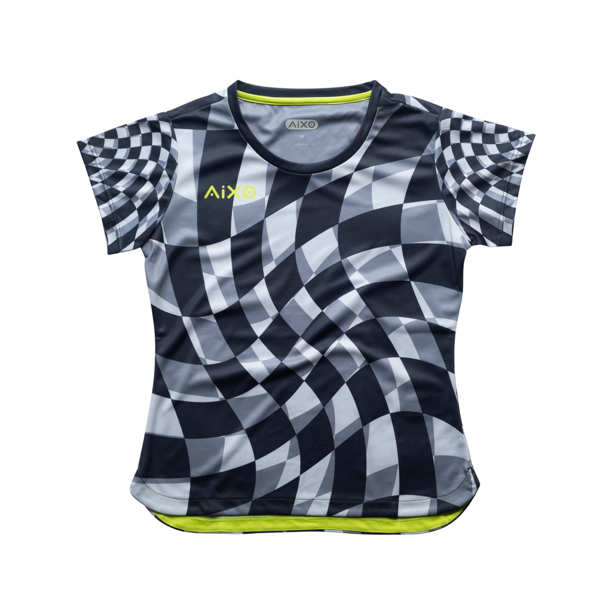 Aixo Checker Womens T Shirt Lime Check Grey Check T Shirt Aixo