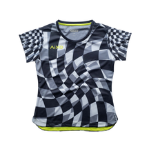 Aixo Checker Womens T Shirt Lime Check Grey Check T Shirt Aixo