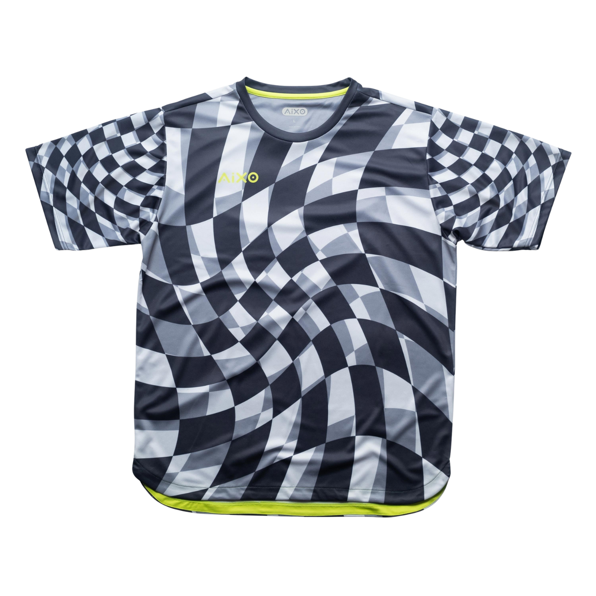 Aixo Checker Mens T Shirt Lime Check Grey Check T Shirt Aixo