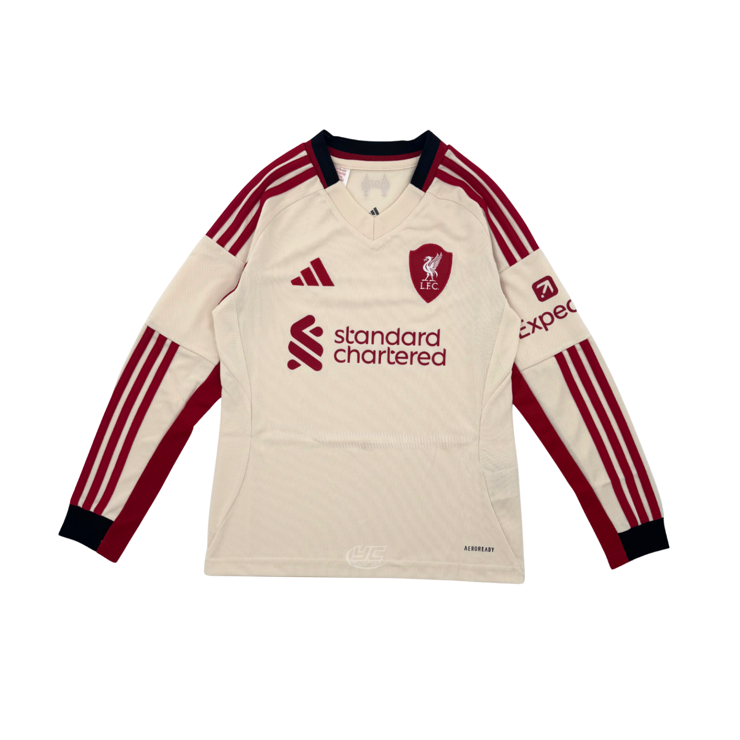 Adidas Liverpool F.C. 25/26 Long Sleeve Away Jersey Junior - Beige White Clothing Adidas