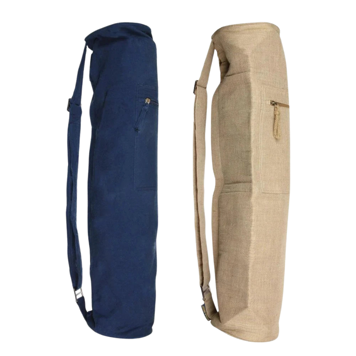 Fitness Mad Jute & Cotton Yoga Mat Bag - Blue/Beige Accessories Fitness Mad