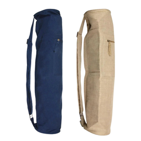 Fitness Mad Jute & Cotton Yoga Mat Bag - Blue/Beige Accessories Fitness Mad