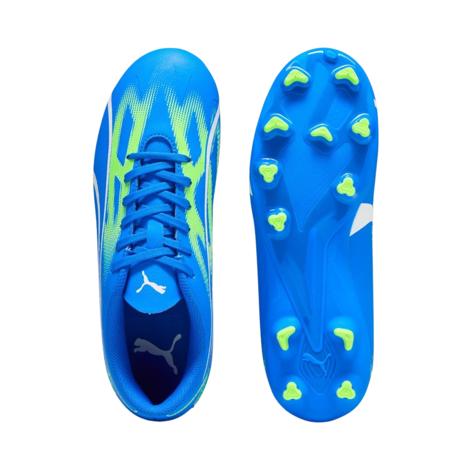 Puma Ultra Play FG/AG Football Boots Junior - Ultra Blue/ White/ Pro Green Football Boots Puma
