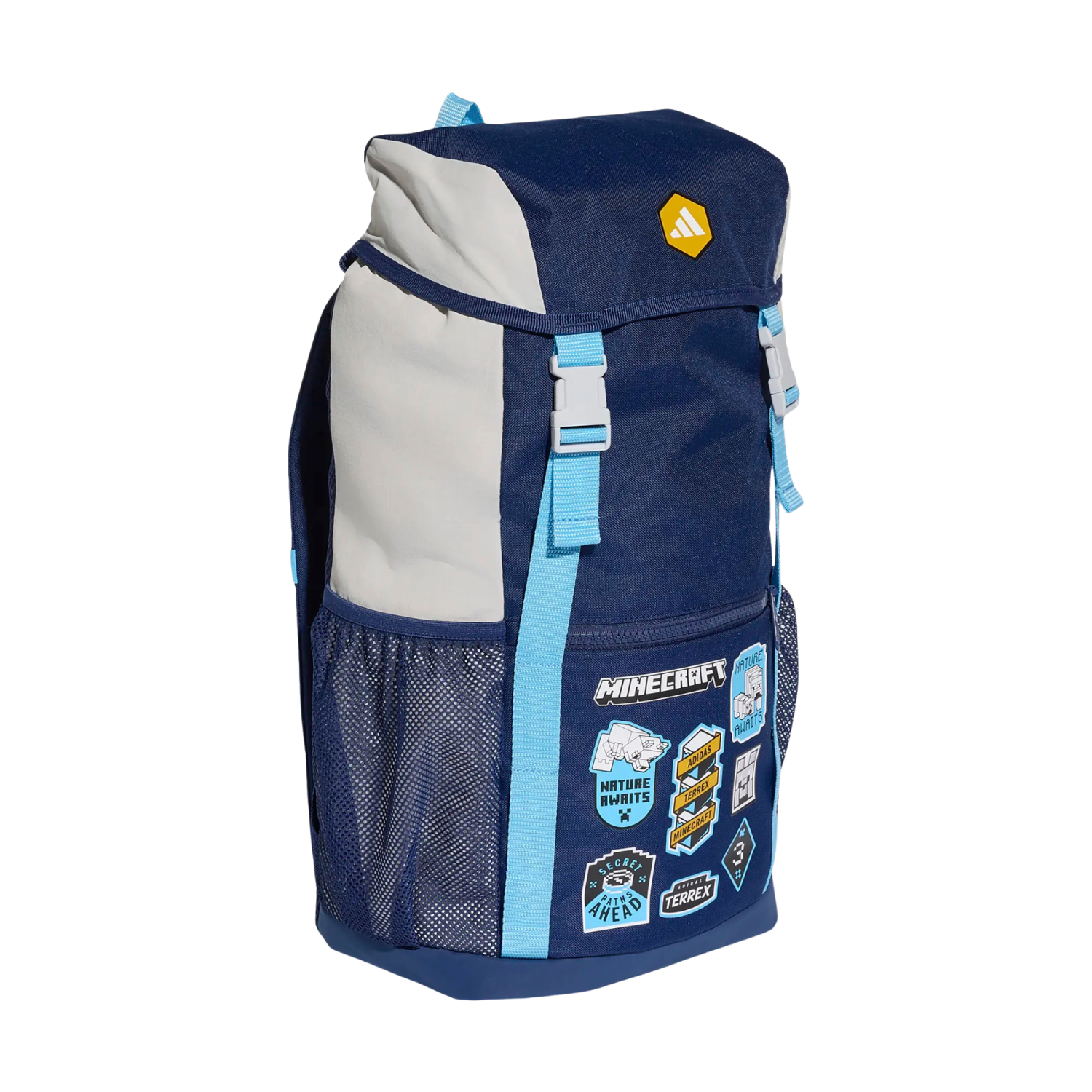 Adidas Minecraft Backpack, Dark Blue/Grey, side view