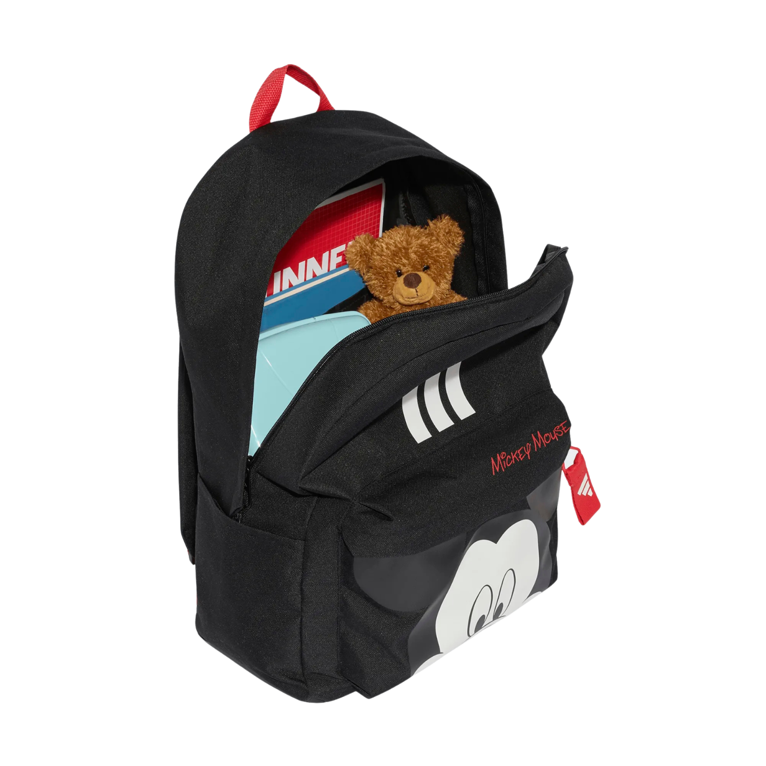 Adidas Disney Mickey Mouse Backpack, Black/Ruby/Off White, detail view