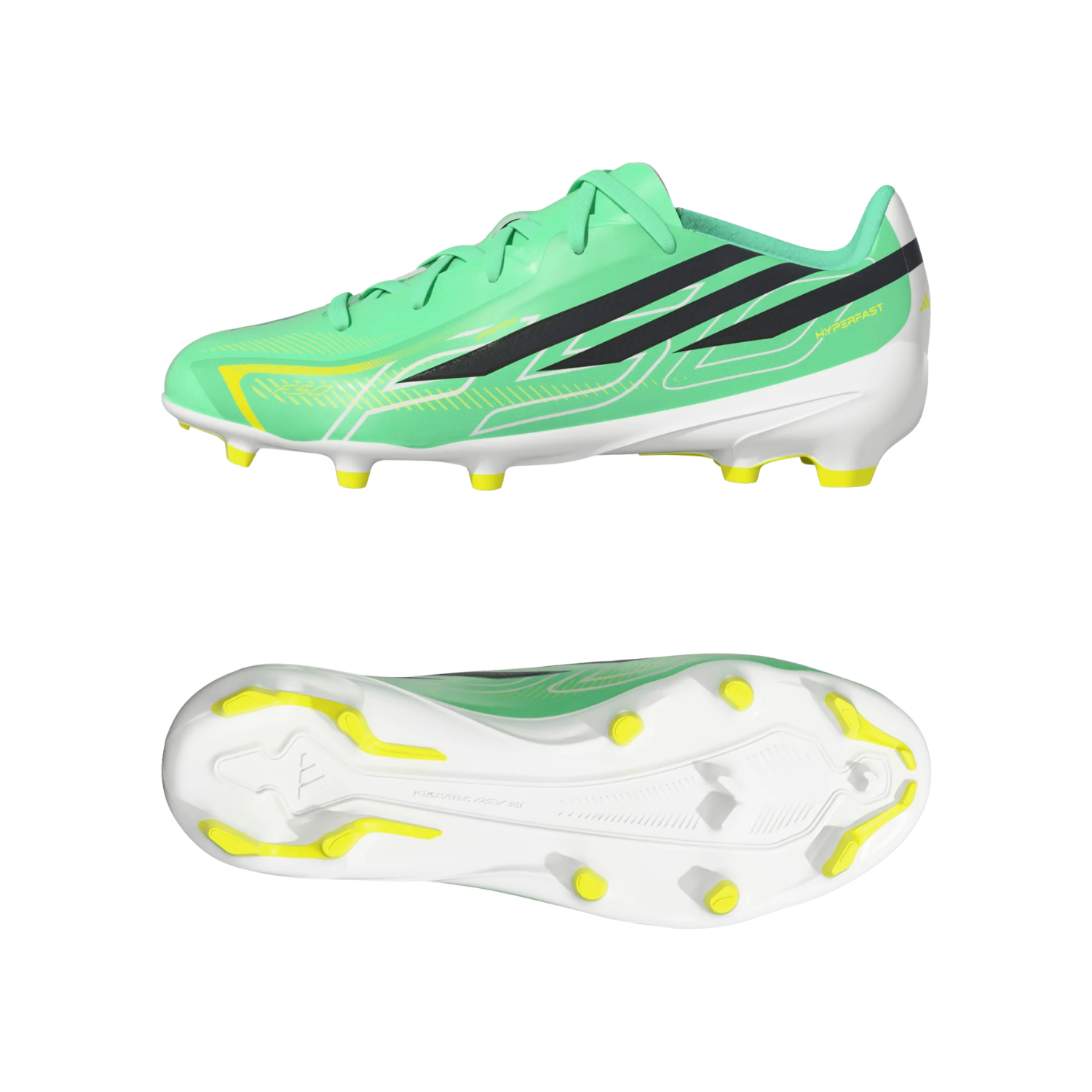Adidas F50 Hyperfast League FG Football Boots Junior - Mint/Navy/Lemon Football Boots Adidas