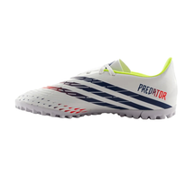 Adidas Predator Edge 4 TF Football Boots Unisex - White/Solar Yellow/Power Blue FTWWHT SYELLO POBLUE UK 8 Football Boots Adidas