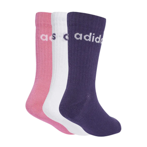 Adidas Linear Crew 3 Pack Socks Kids - White/Pink/Purple Clothing Adidas