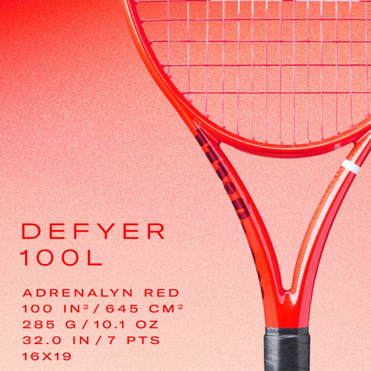Wilson Defyer 100L V1 2026 Tennis Racket 285g - Adrenalyn Red Tennis Rackets Wilson