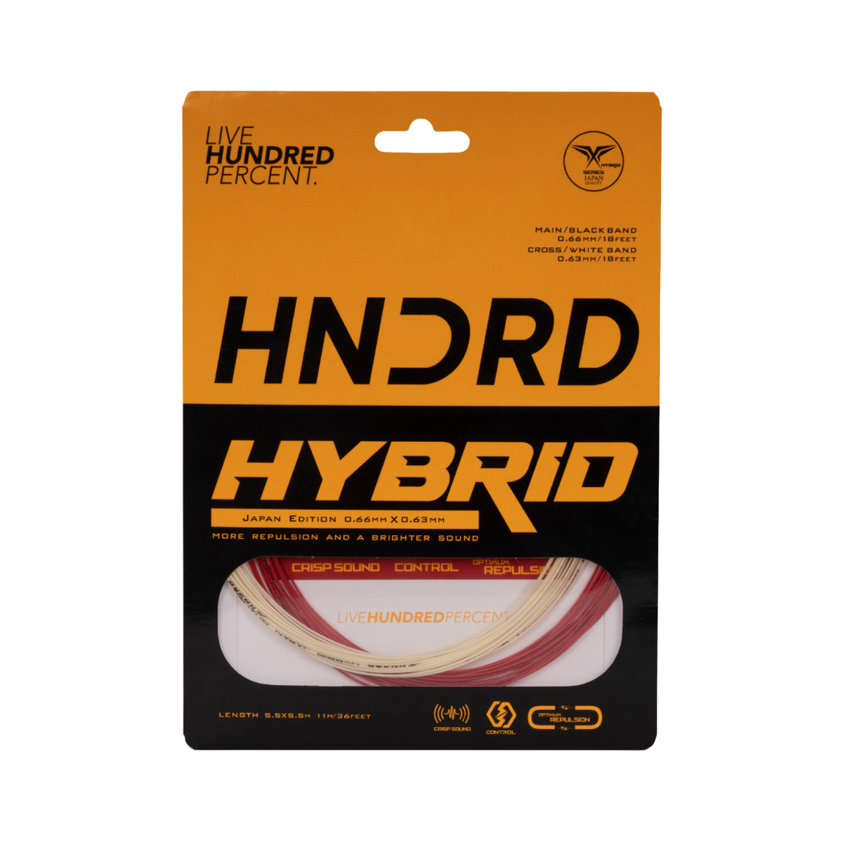 Hundred Hybrid Badminton String - Formula 1 Red/Pearl White String (Packs) Hundred