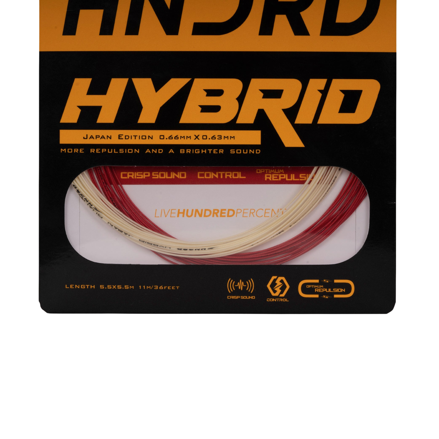 Hundred Hybrid Badminton String - Formula 1 Red/Pearl White String (Packs) Hundred