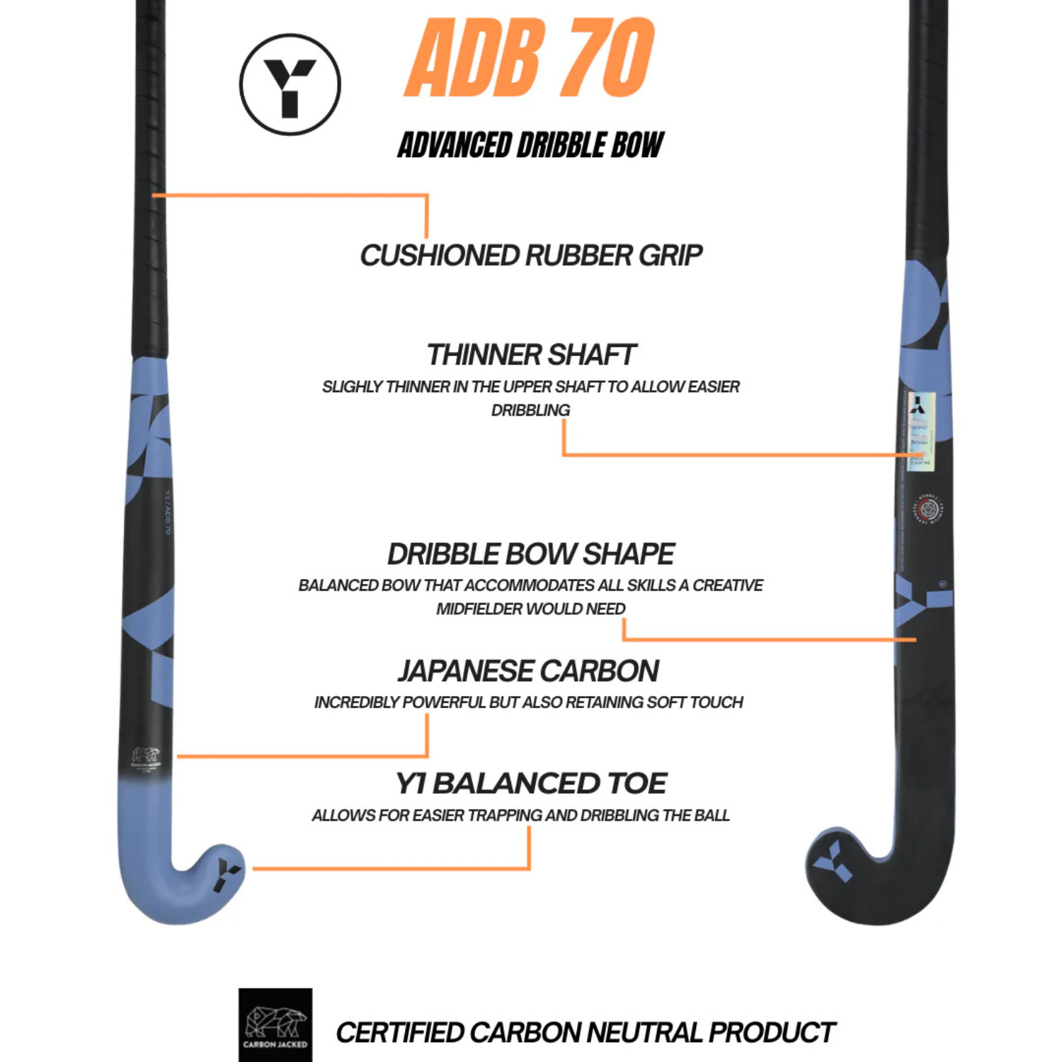 Y1 ADB 70 Hockey Stick 2026/27 - Blue Hockey Sticks Y1
