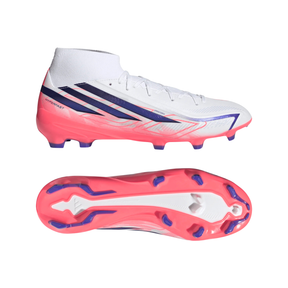 Adidas F50 Hyperfast League Mid FG Football Boots Unisex - White/Purple/Pink Football Boots Adidas