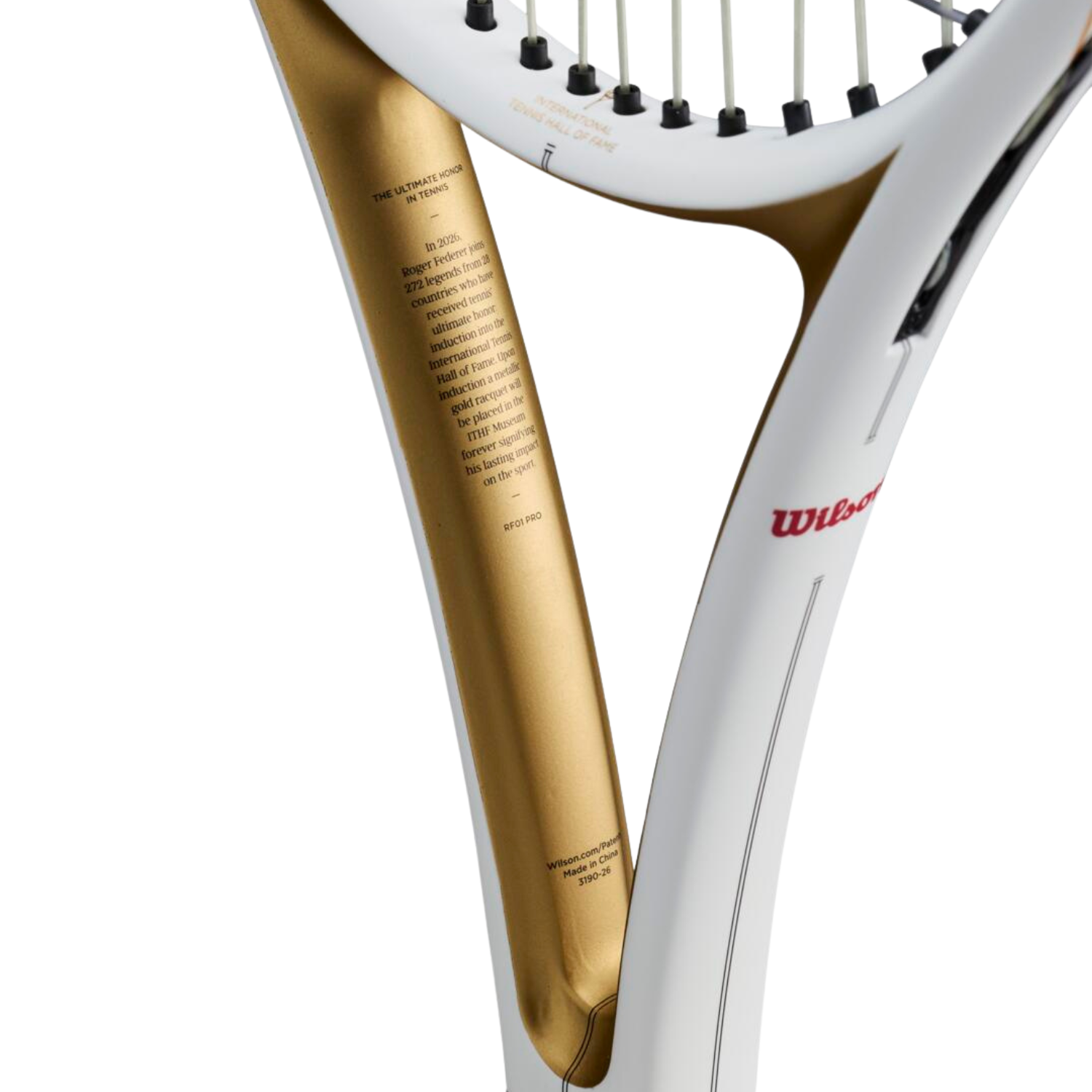 Wilson Roger Federer 01 Pro Hall of Fame 2026 Tennis Racket - White/Gold Tennis Rackets Wilson