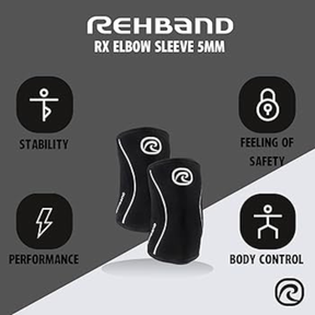 Rehband RX Elbow Sleeve 5mm - Black Elbow Support Rehband