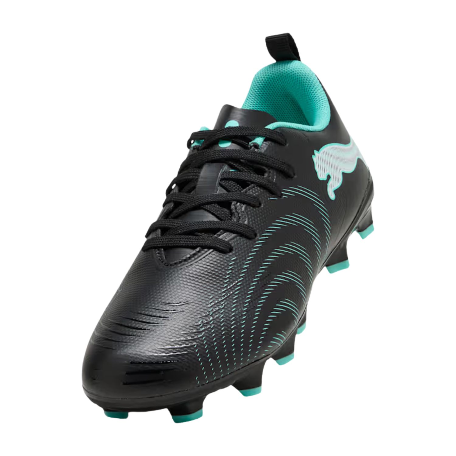 PUMA Future 9 Play FG/AG Junior Football Boots - Black/Mint/White Football Boots PUMA