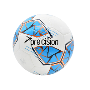 Precision Fusion FIFA Basic Training Football - Sizes 3, 4 & 5 White Cyan Orange Grey S4 Footballs Precision