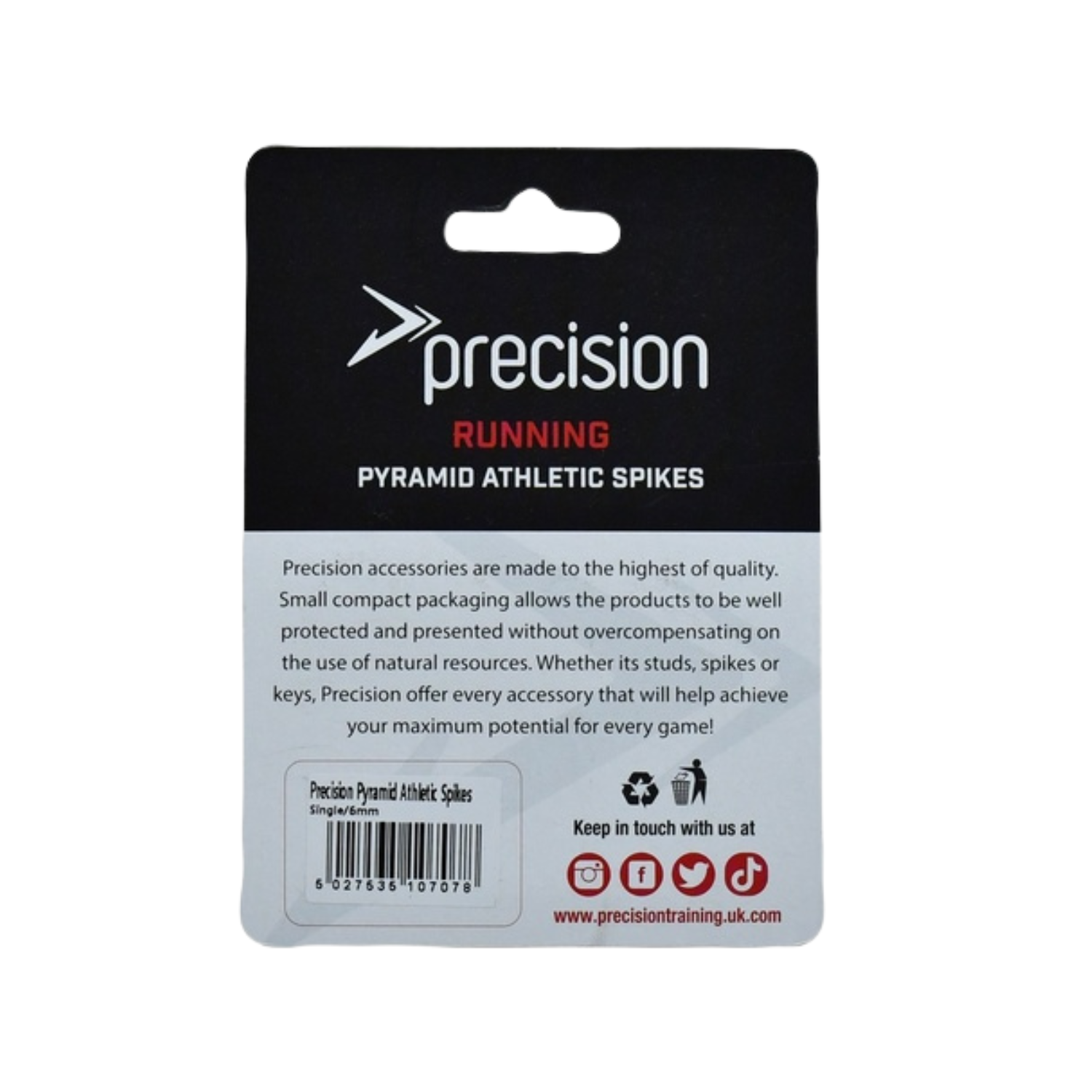 Precision 6mm pyramid track spikes, alternative view