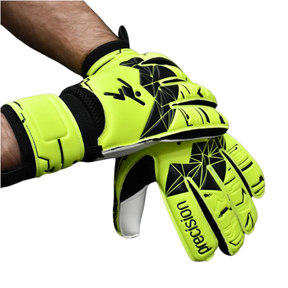 Precision Flat Cut Essential Goalkeeper Gloves, Black/Fluo Yellow, side view