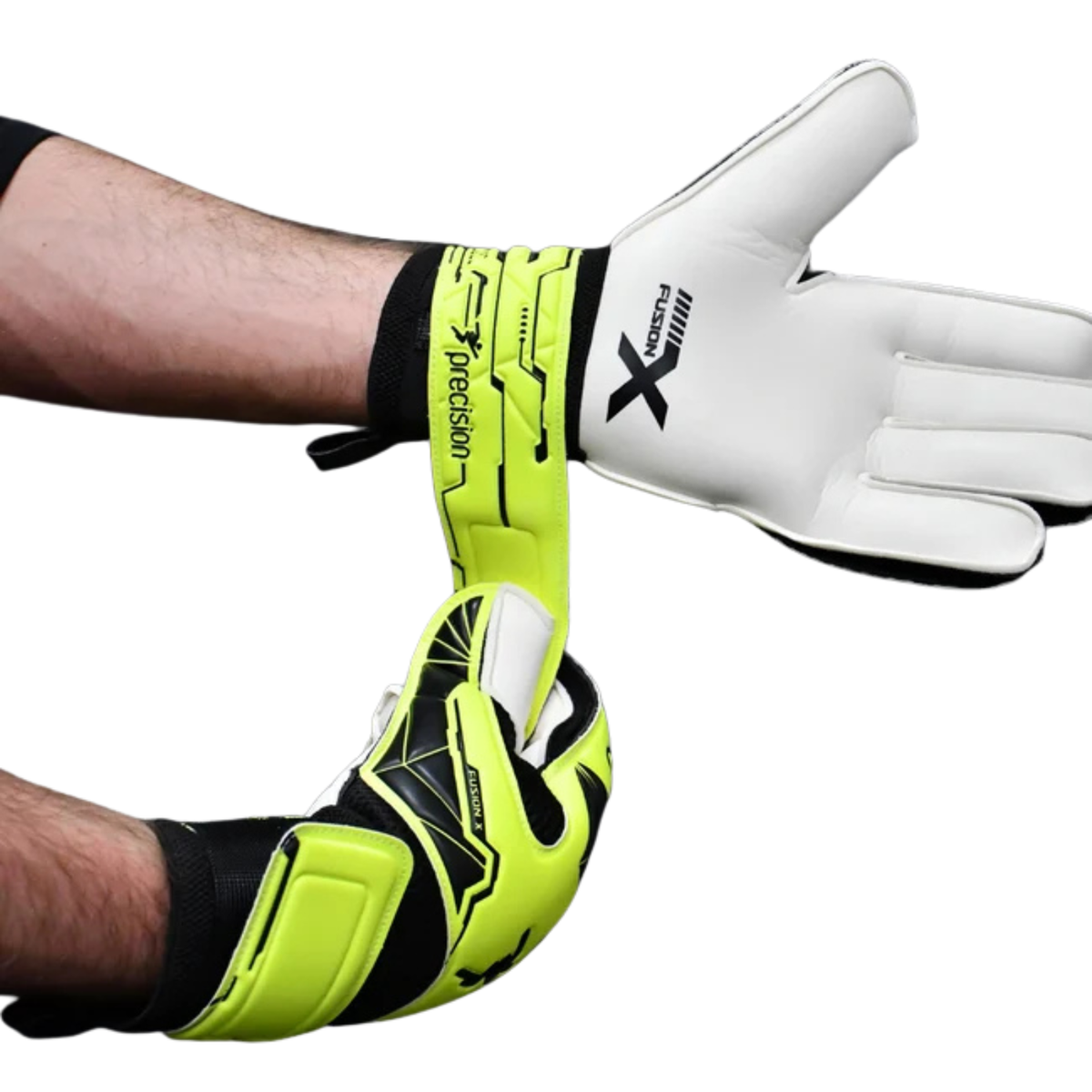 Precision Flat Cut Essential Goalkeeper Gloves - Black/Fluo Yellow Goalkeeper Gloves Precision