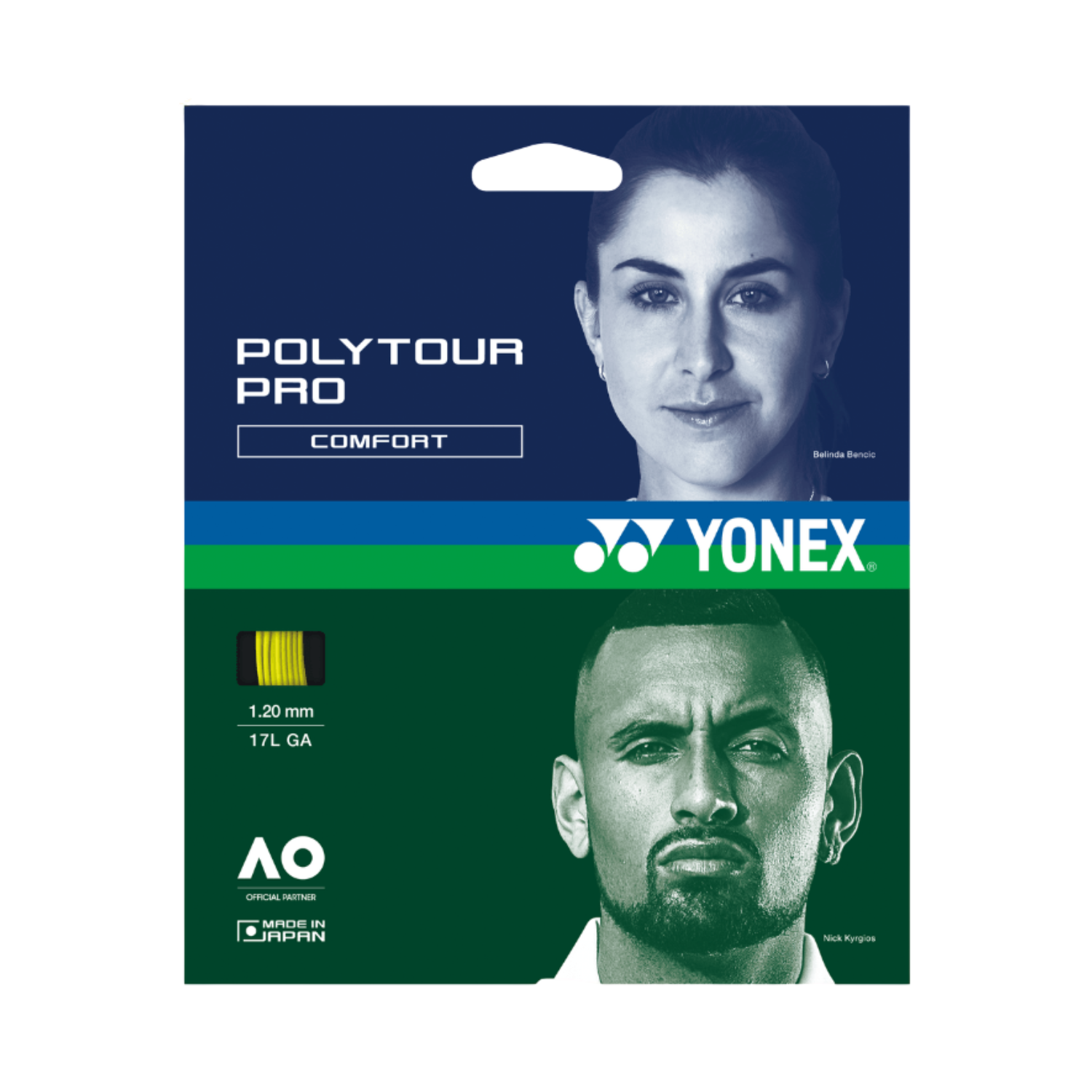 Yonex Polytour Pro Tennis String Set - Flash Yellow, 1.20mm & 1.25mm Flash Yellow 1.20mm 12M Set Tennis String Yonex