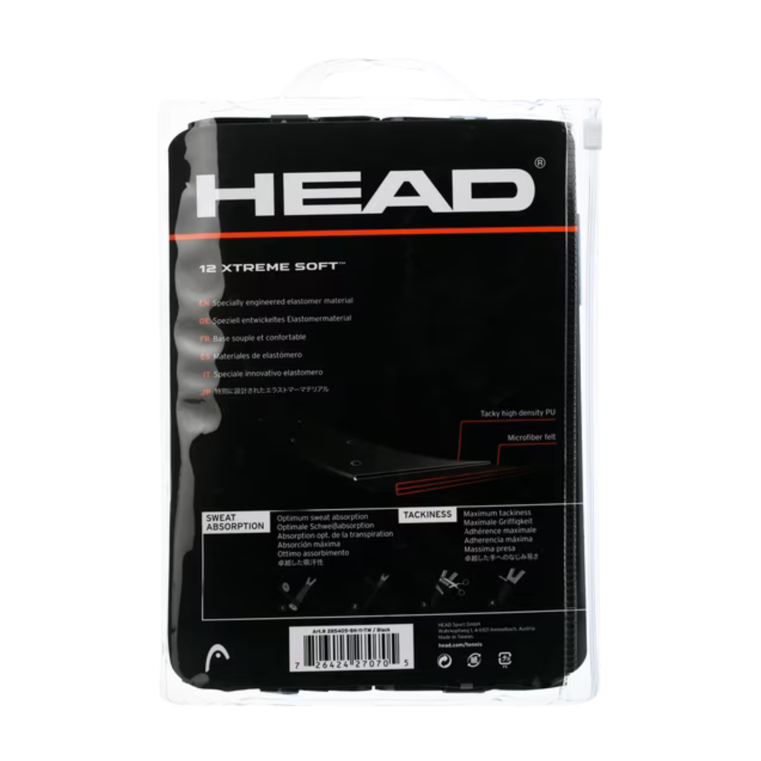 Head Xtreme Soft Overgrip 12-Pack - Black (285405) Overgrip Head