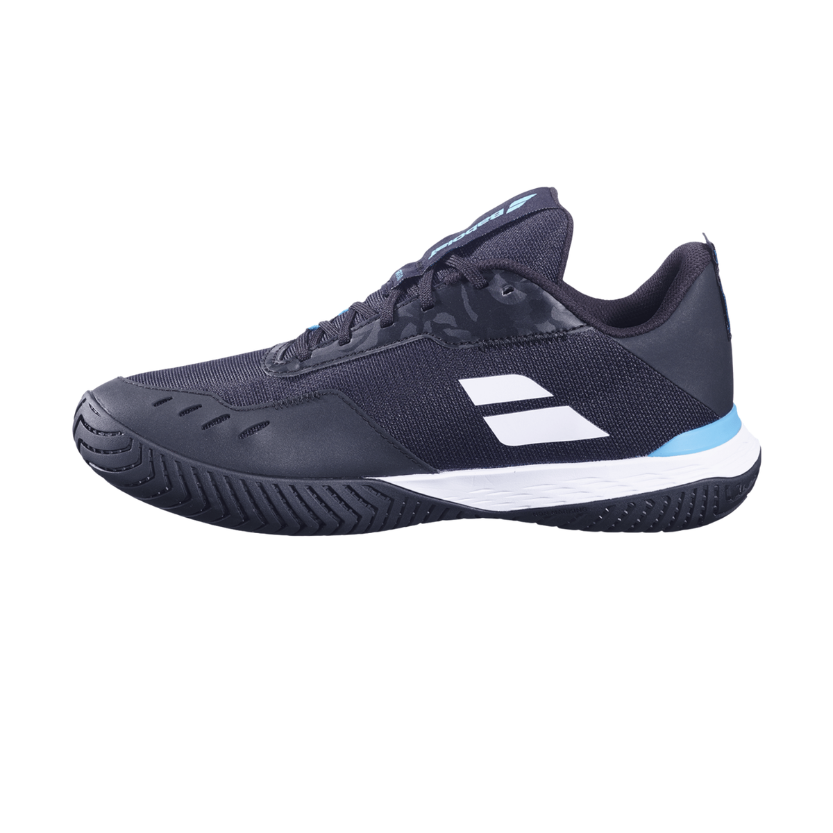 Babolat SFX Evo All Court Men’s Tennis Shoes, Black/Blue, back view