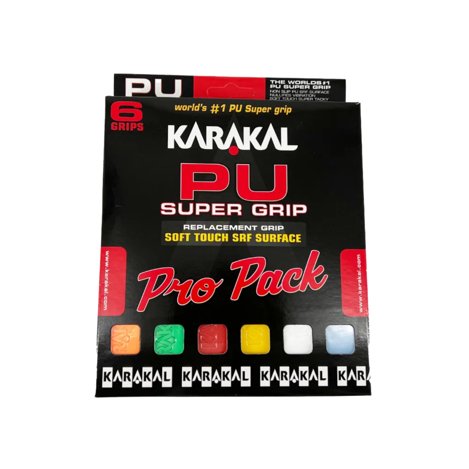 Karakal PU Super Grip Pro Pack - 6 Replacement Grips, Assorted Colours Grips Karakal