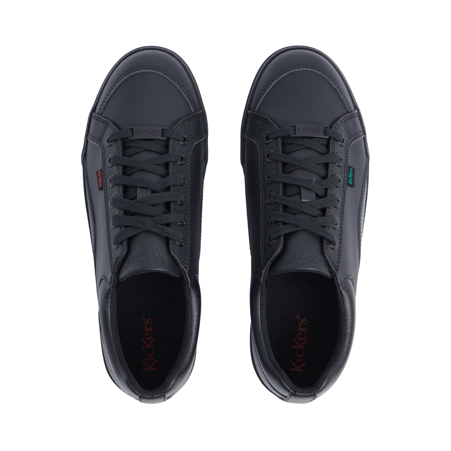 Kickers Tovni Lo Mix leather school shoes, black, side view