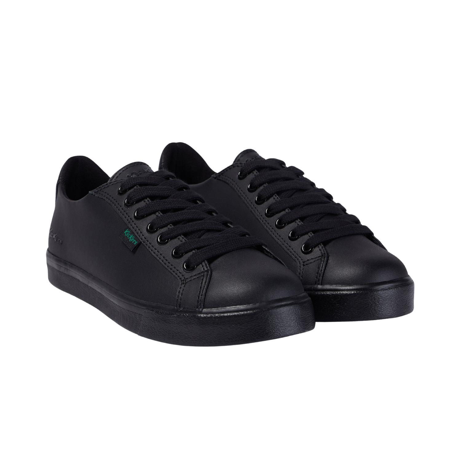 Kickers Tovni Lacer youth school shoes, black leather, back view