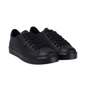 Kickers Tovni Lacer youth school shoes, black leather, back view