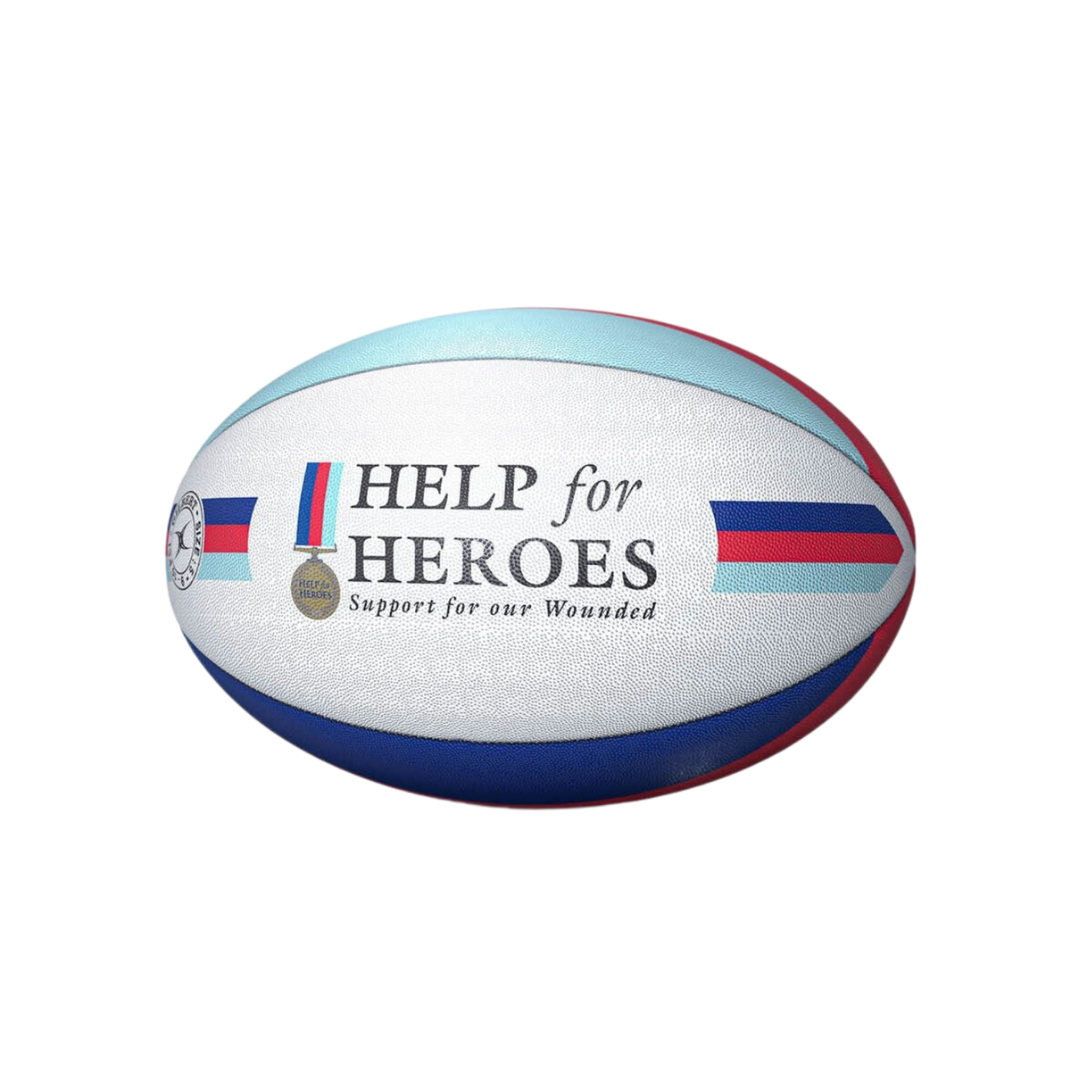 Gilbert Help For Heroes Club Supporter Rugby Ball - Size 5 - White Rugby Ball Gilbert