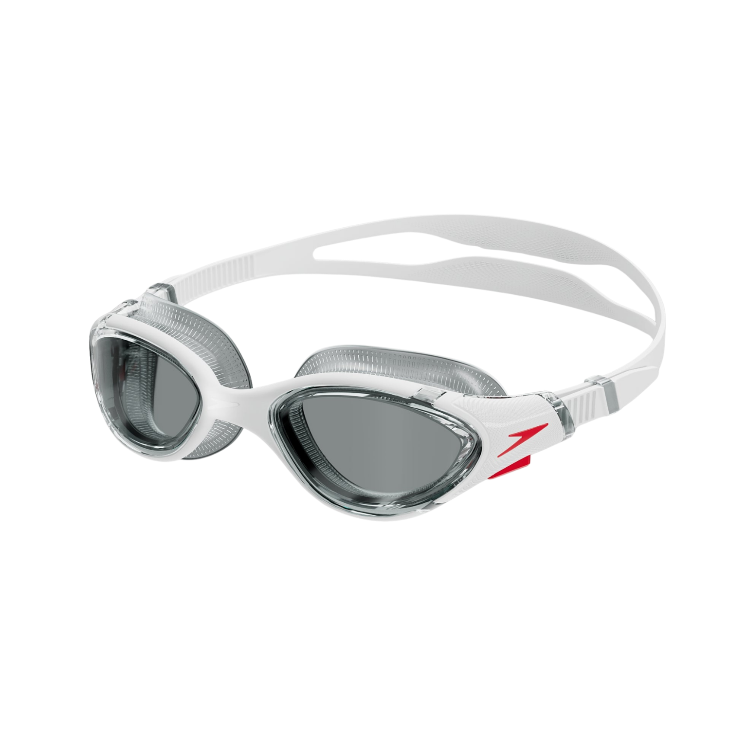 Speedo Biofuse 2.0 swimming goggles, White/Smoke, back view