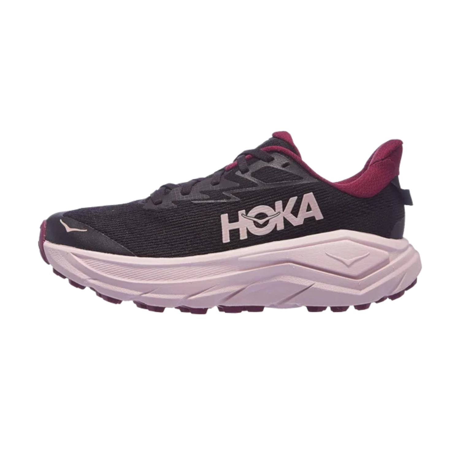 Hoka Challenger 8 Running Shoe Women, Black/Pink Opal, back view