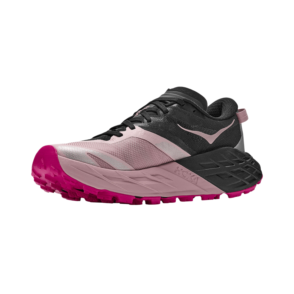 Hoka Speedgoat 7 Running Shoe Women, Black/Pink Opal, back view