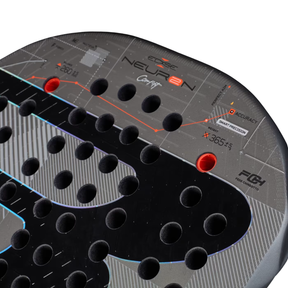 Bullpadel Neuron 02 CMF 27 Padel Racket, Grey, close-up detail
