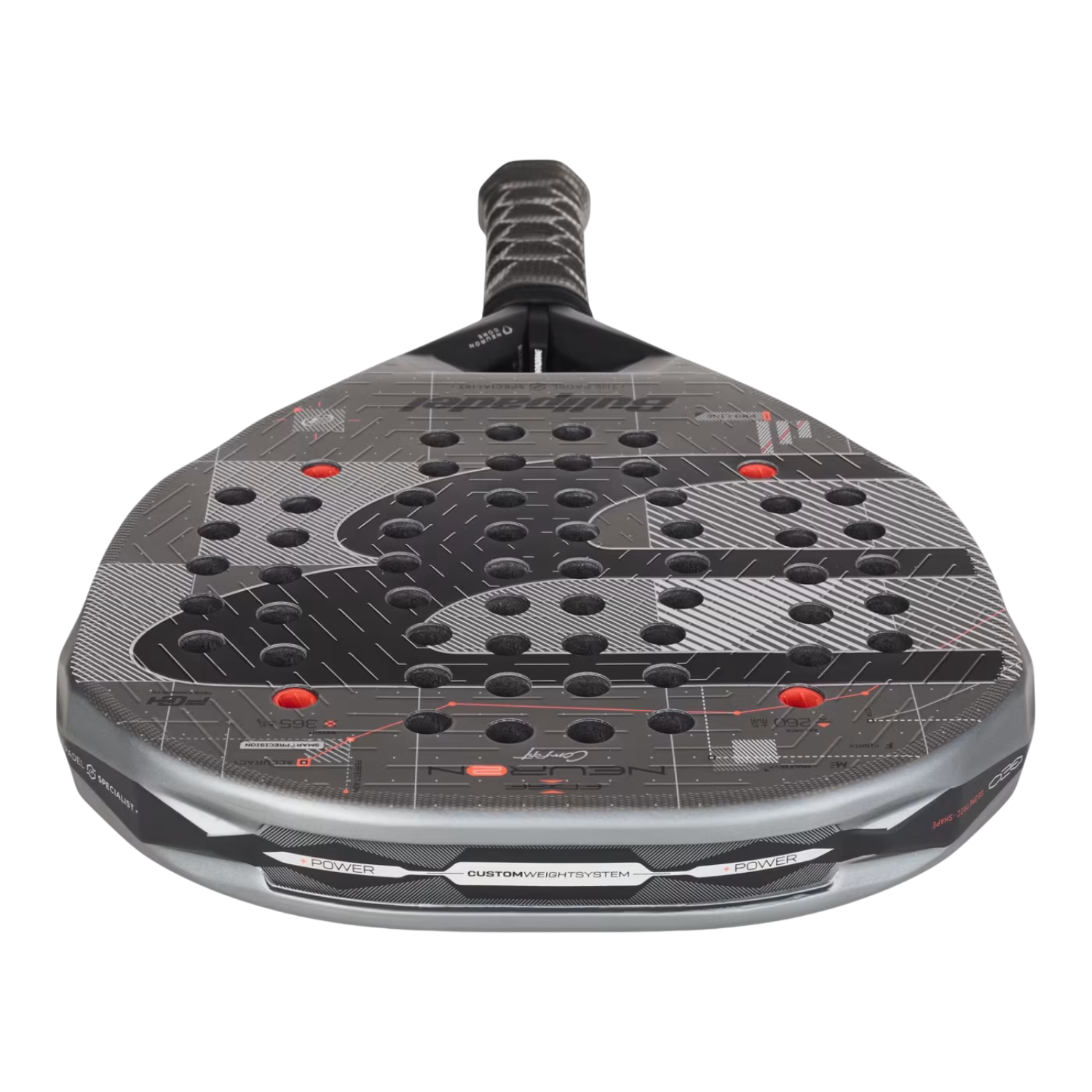 Bullpadel Neuron 02 CMF 27 Padel Racket, Grey, detail view