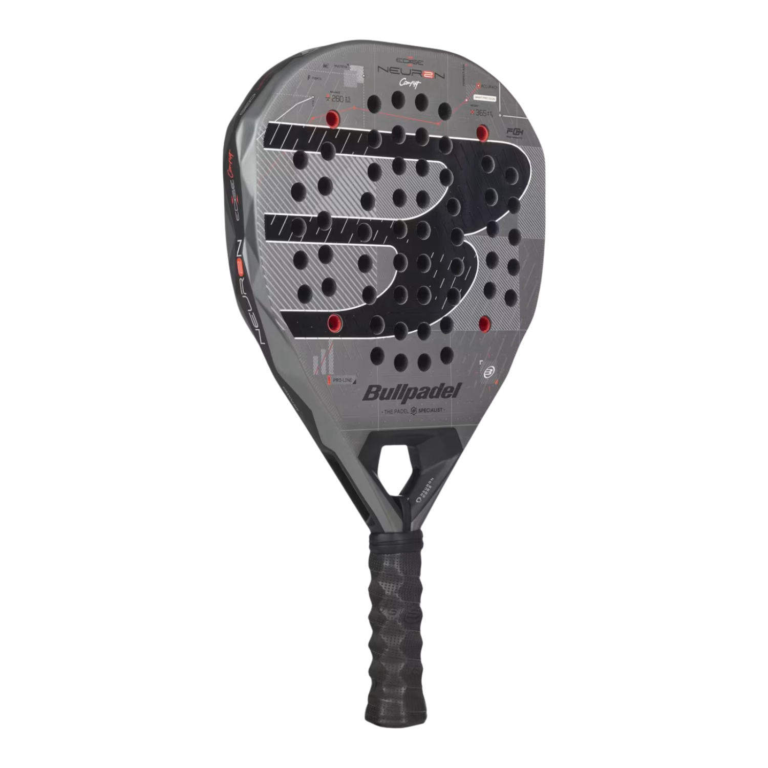 Bullpadel Neuron 02 CMF 27 Padel Racket, Grey, back view