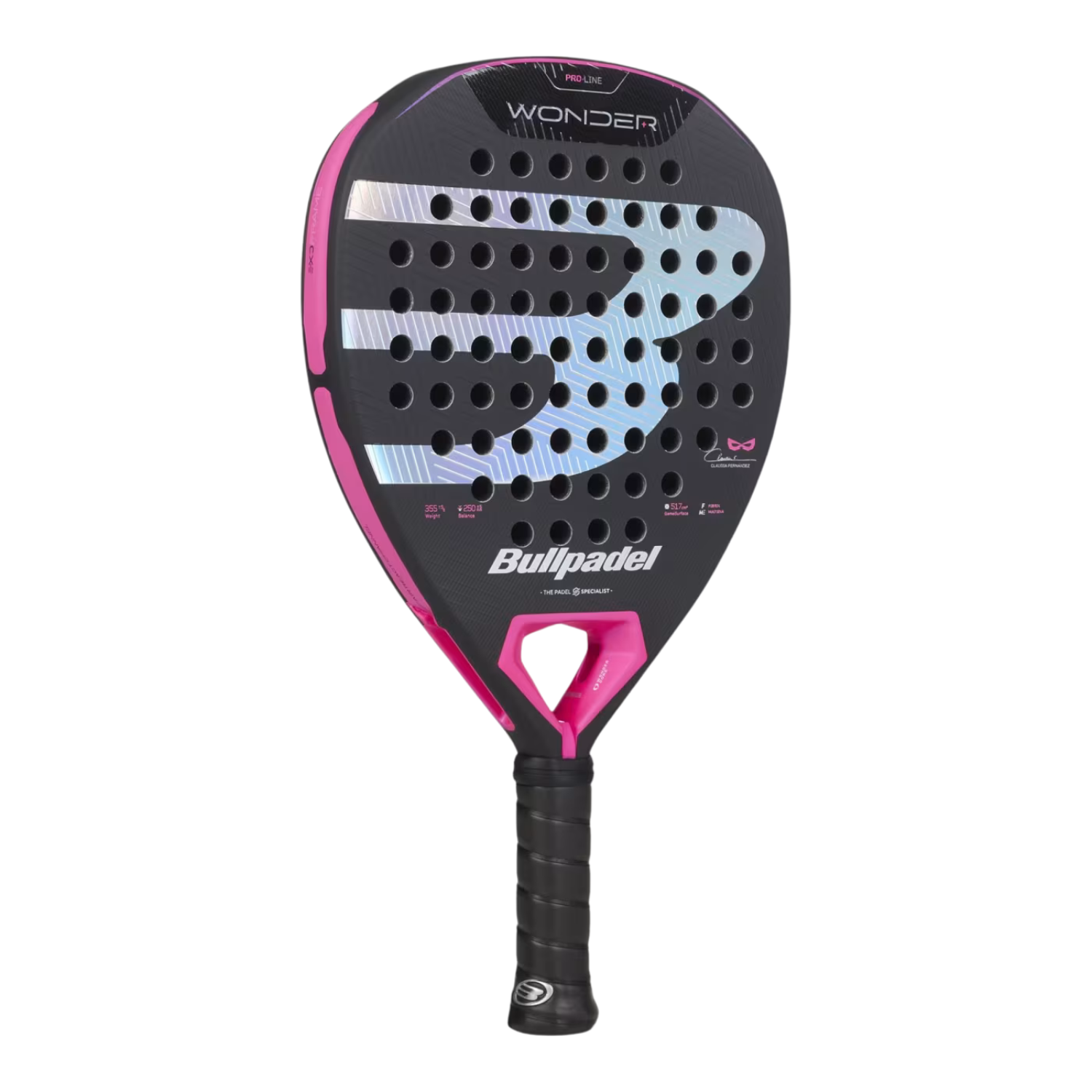 Bullpadel Wonder 27 Padel Racket, Black, back view