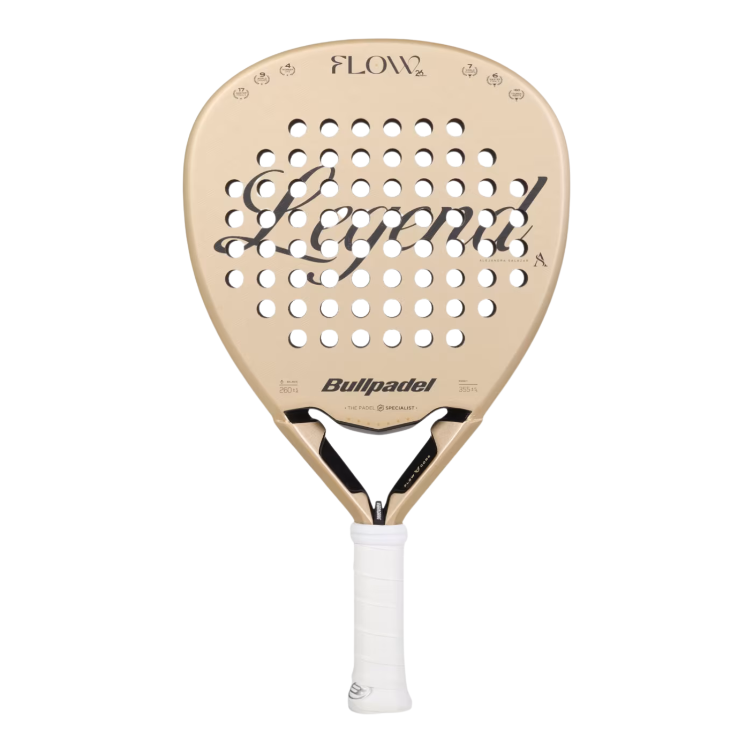 Bullpadel Flow 27 Padel Racket, Gold, back view