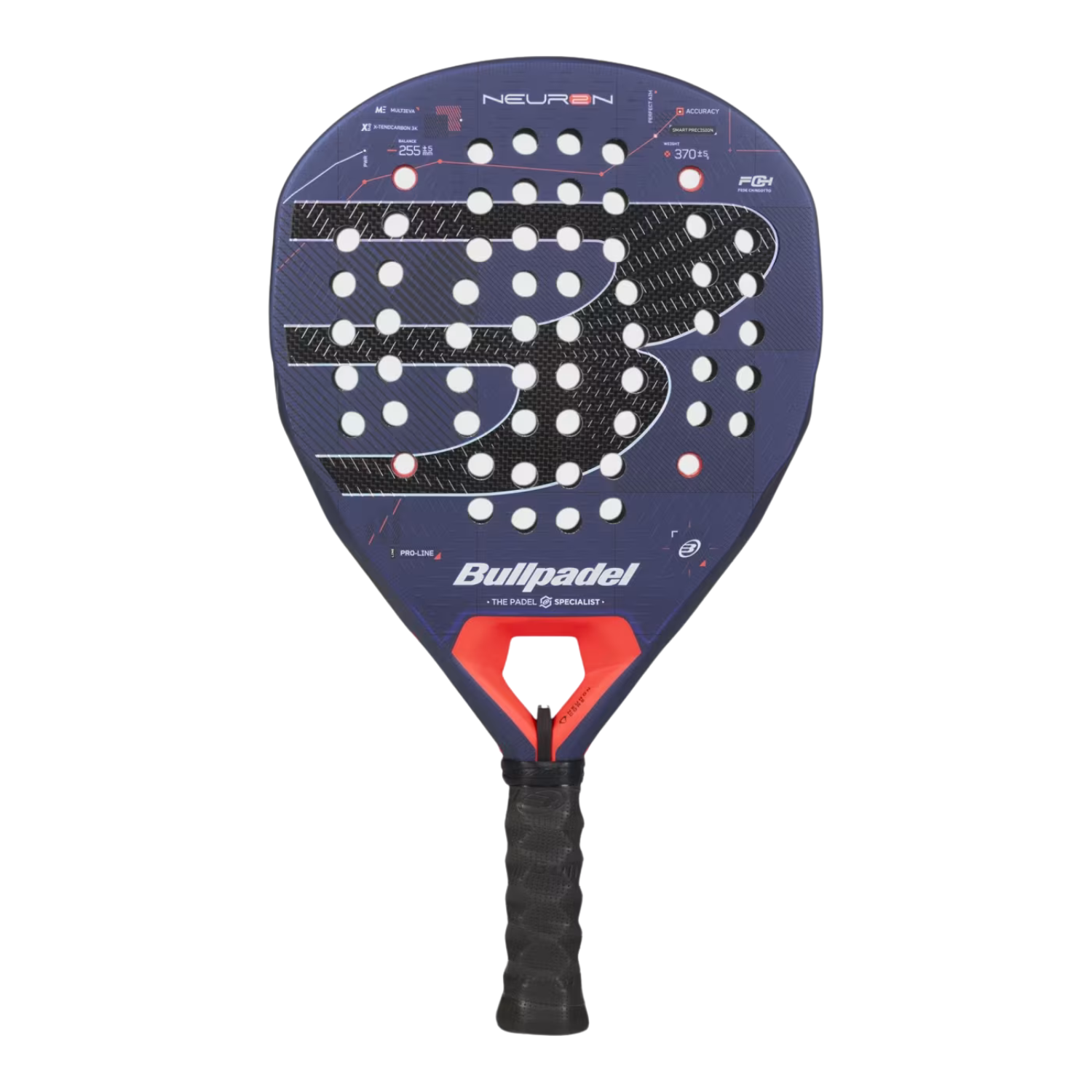 Bullpadel Neuron 27 Padel Racket, Navy Blue, side view