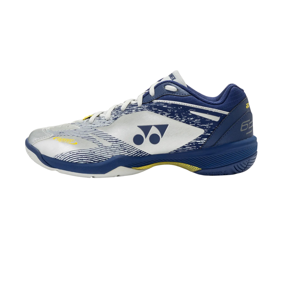 Yonex Power Cushion 65Z4 VA Wide Badminton Shoe Unisex, Silver/Navy, front view