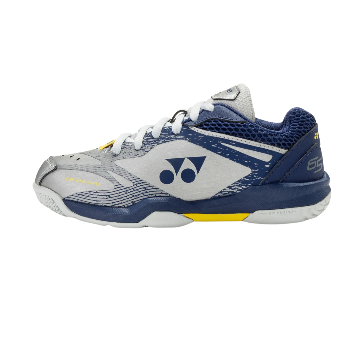 Yonex Power Cushion 65JR VA Badminton Shoe Junior, Silver/Navy, front view